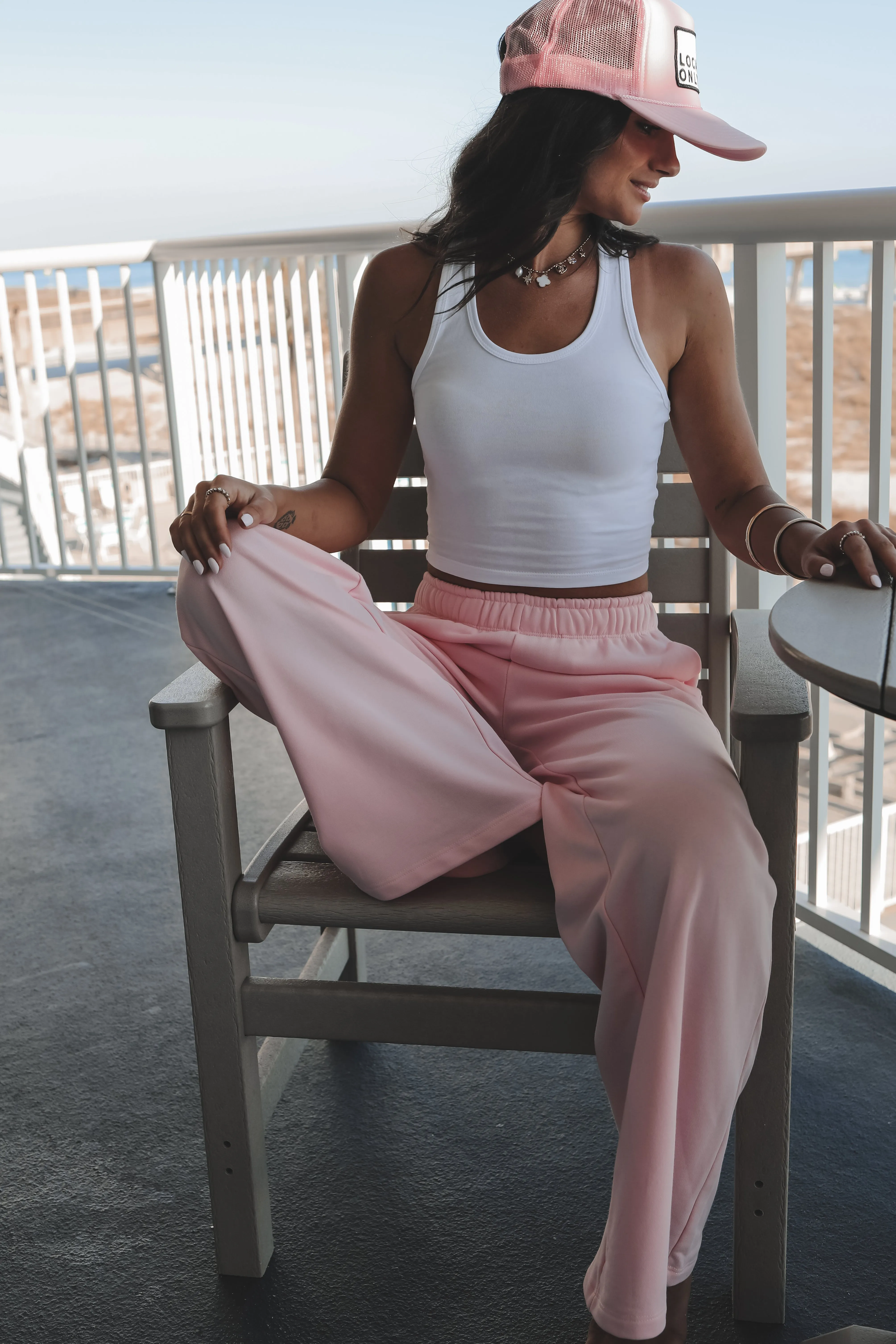 Beachside Picnic Pink Straight Leg Sweatpants sold by Amazing Lace