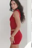 Getting Hot In Here Red Ruched High Neck Mini Skirt Set sold by Amazing Lace