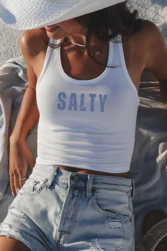 Salty Minimalist Graphic Fitted Cropped Beach Summer Vacation Tank Top Shirt sold by Amazing Lace