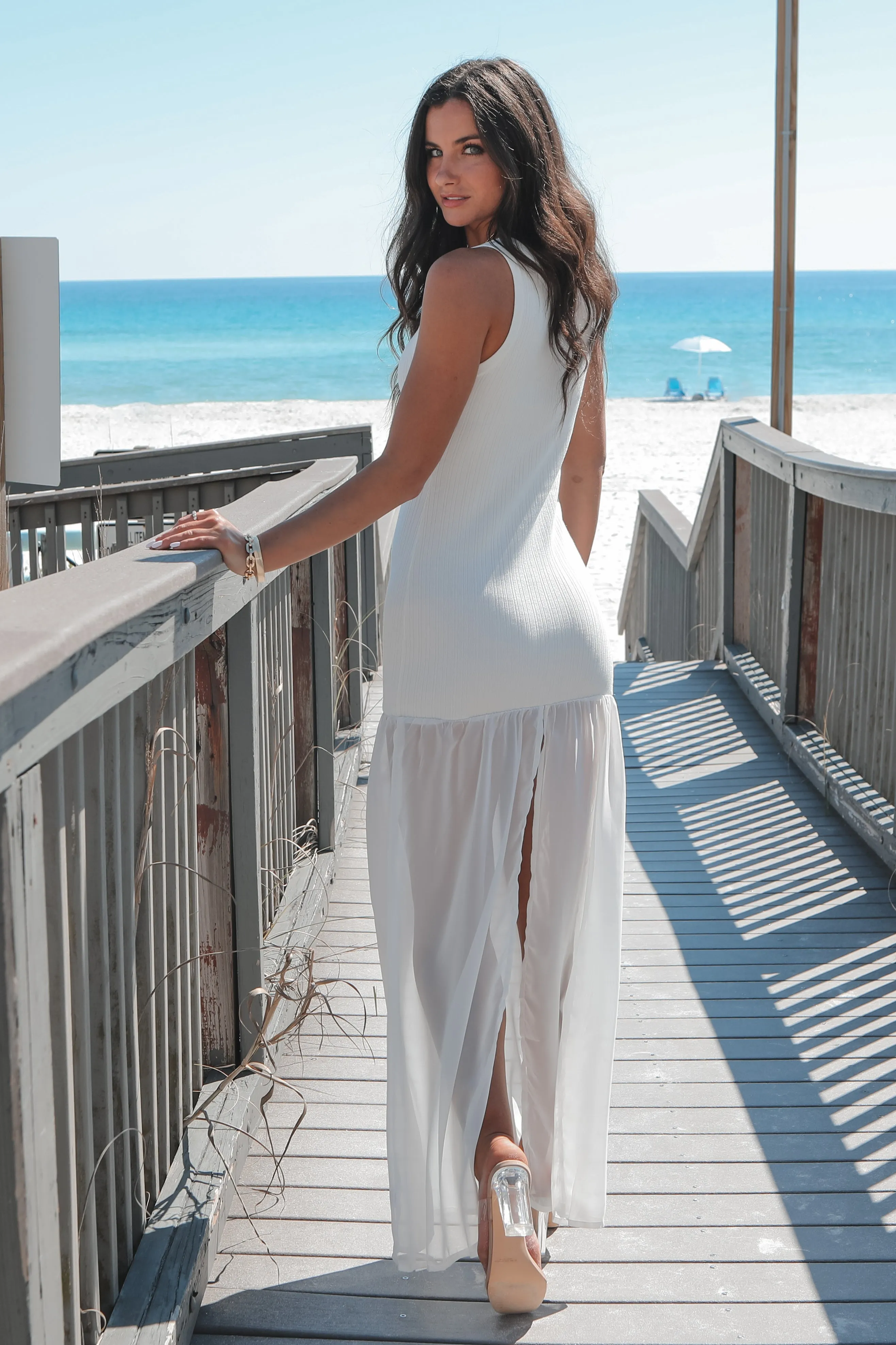 Make You Wait White Drop Waist Maxi sold by Amazing Lace product image thumbnail 3