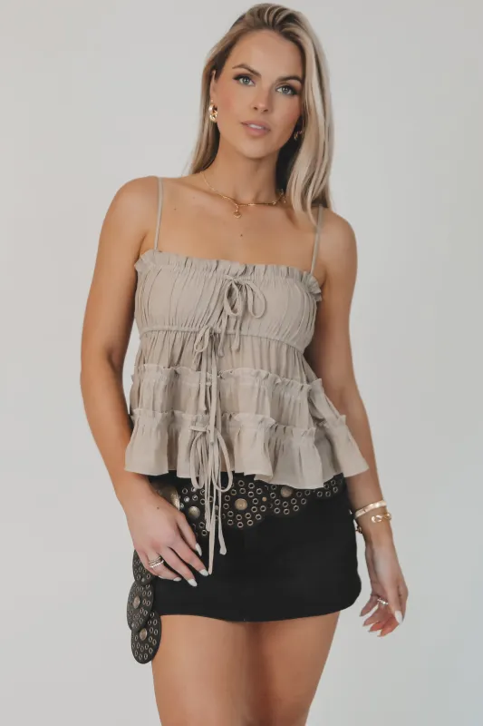 DEAL Flowin Through Your Mind Tiered Ruffle Tank Blouse sold by Amazing Lace