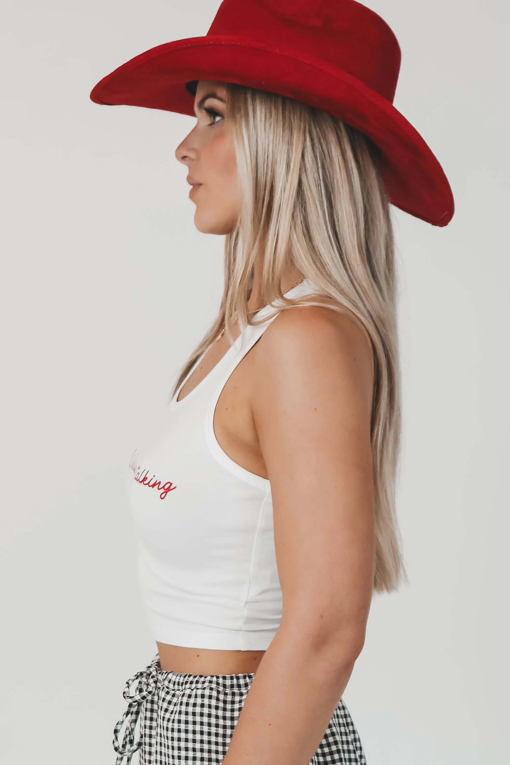 It’s The Whiskey Talking White Fitted Cropped Graphic Tank sold by Amazing Lace product image thumbnail 3