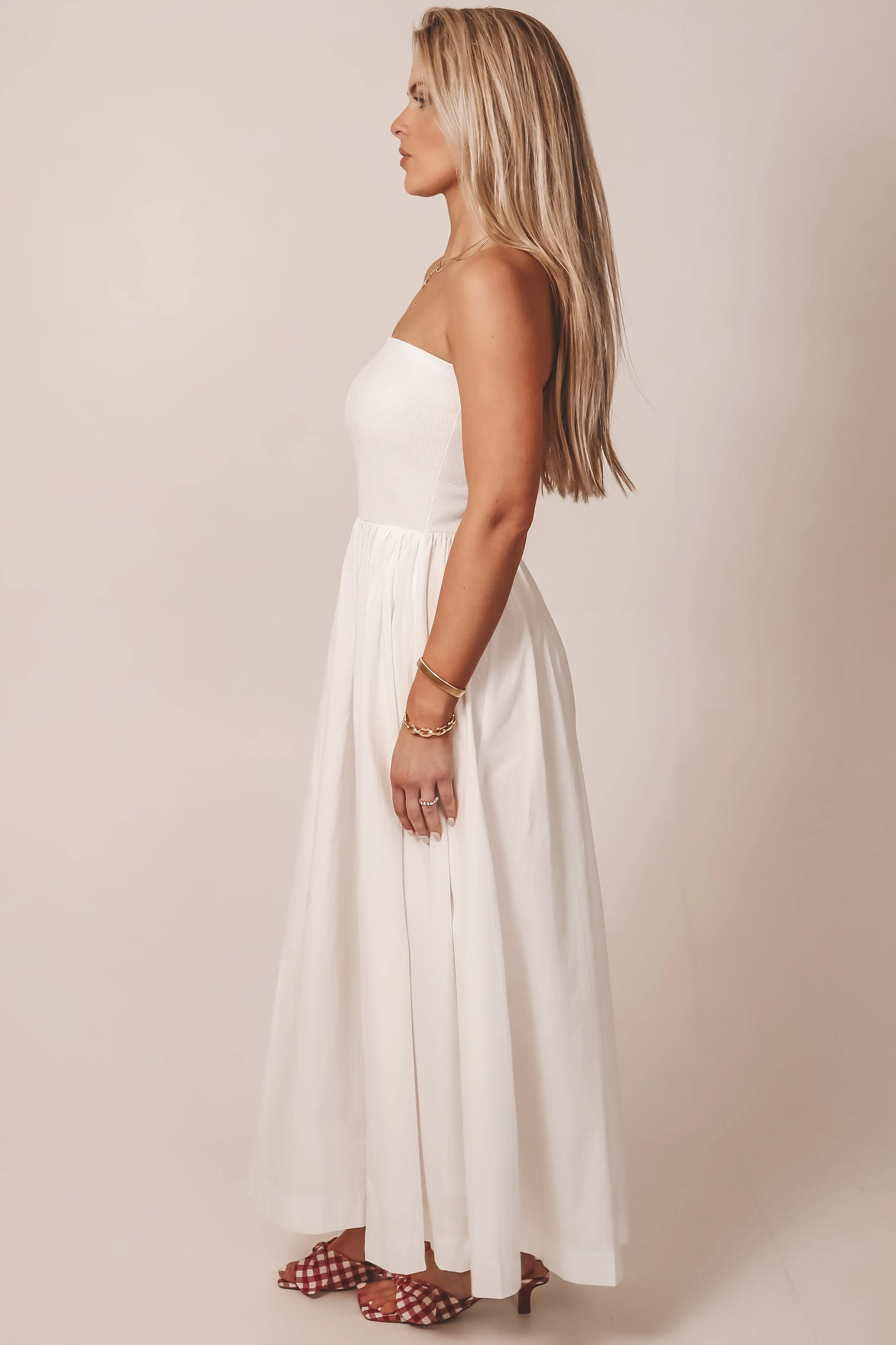Meet Me A Five Drop Waist White Strapless Maxi Dress sold by Amazing Lace product image thumbnail 3