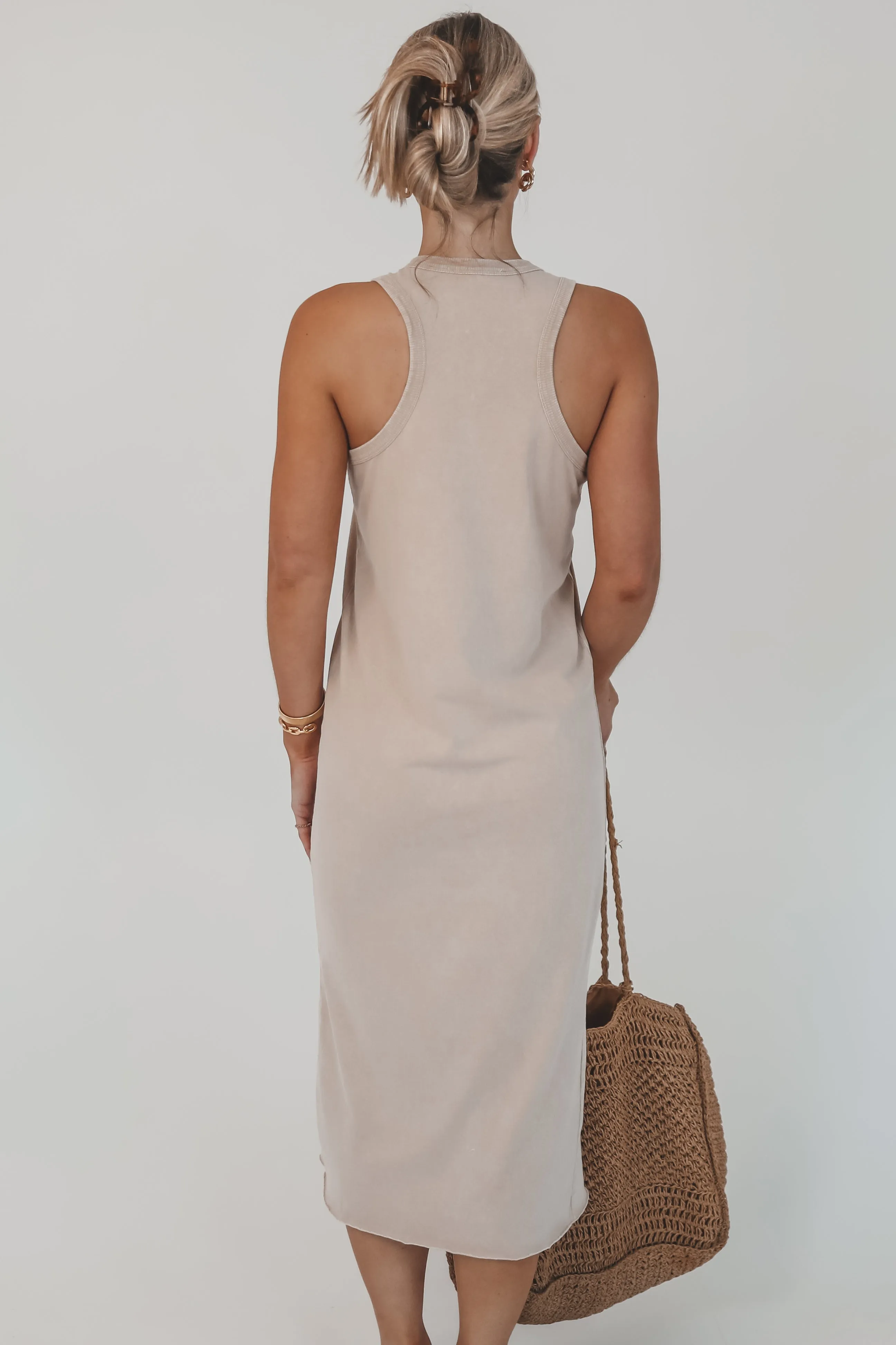 DEAL Talk Warmer Weather To Me Taupe Midi Dress sold by Amazing Lace product image thumbnail 2