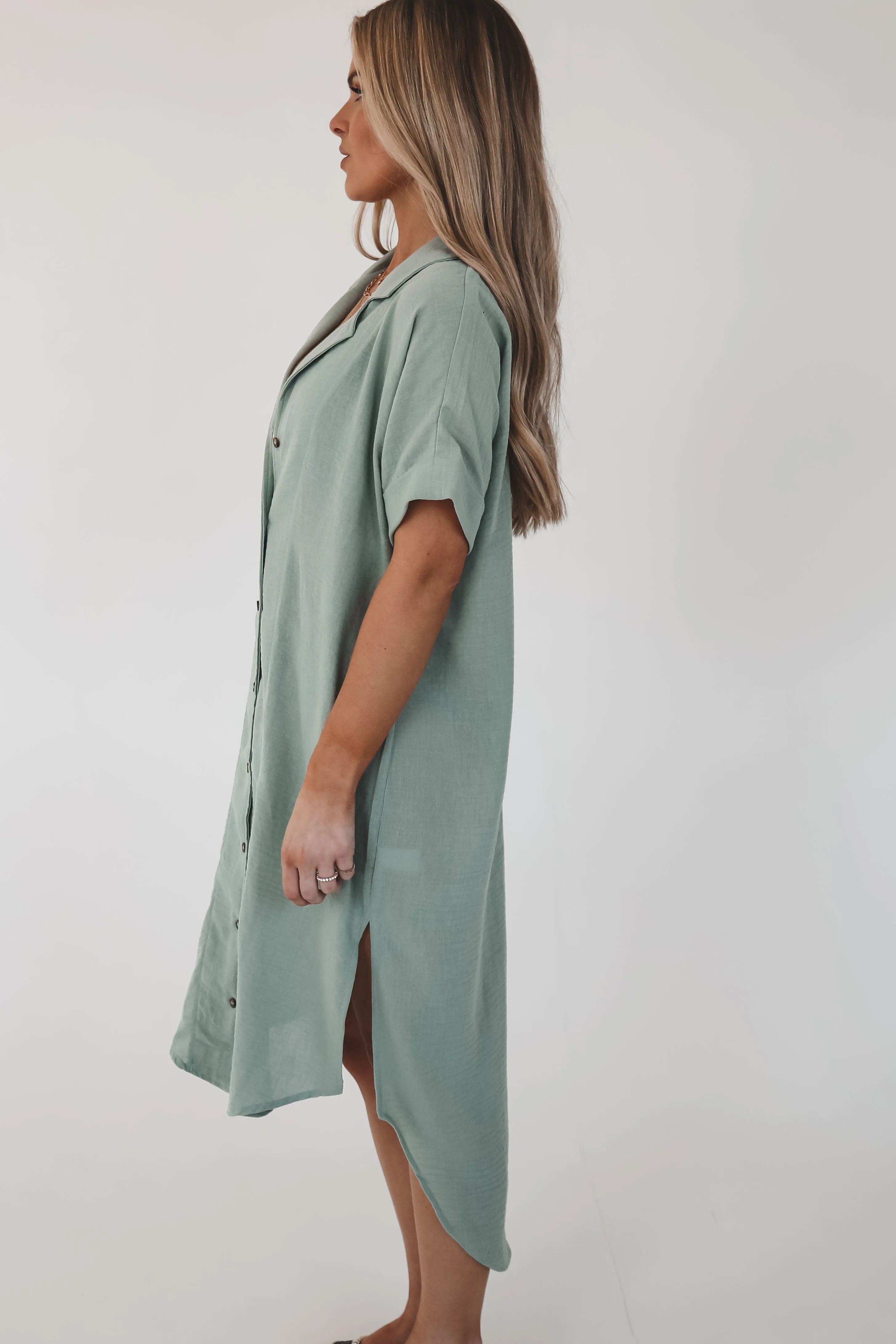 DEAL On Beach Chair Sage Button Up Long Shirt sold by Amazing Lace product image thumbnail 4