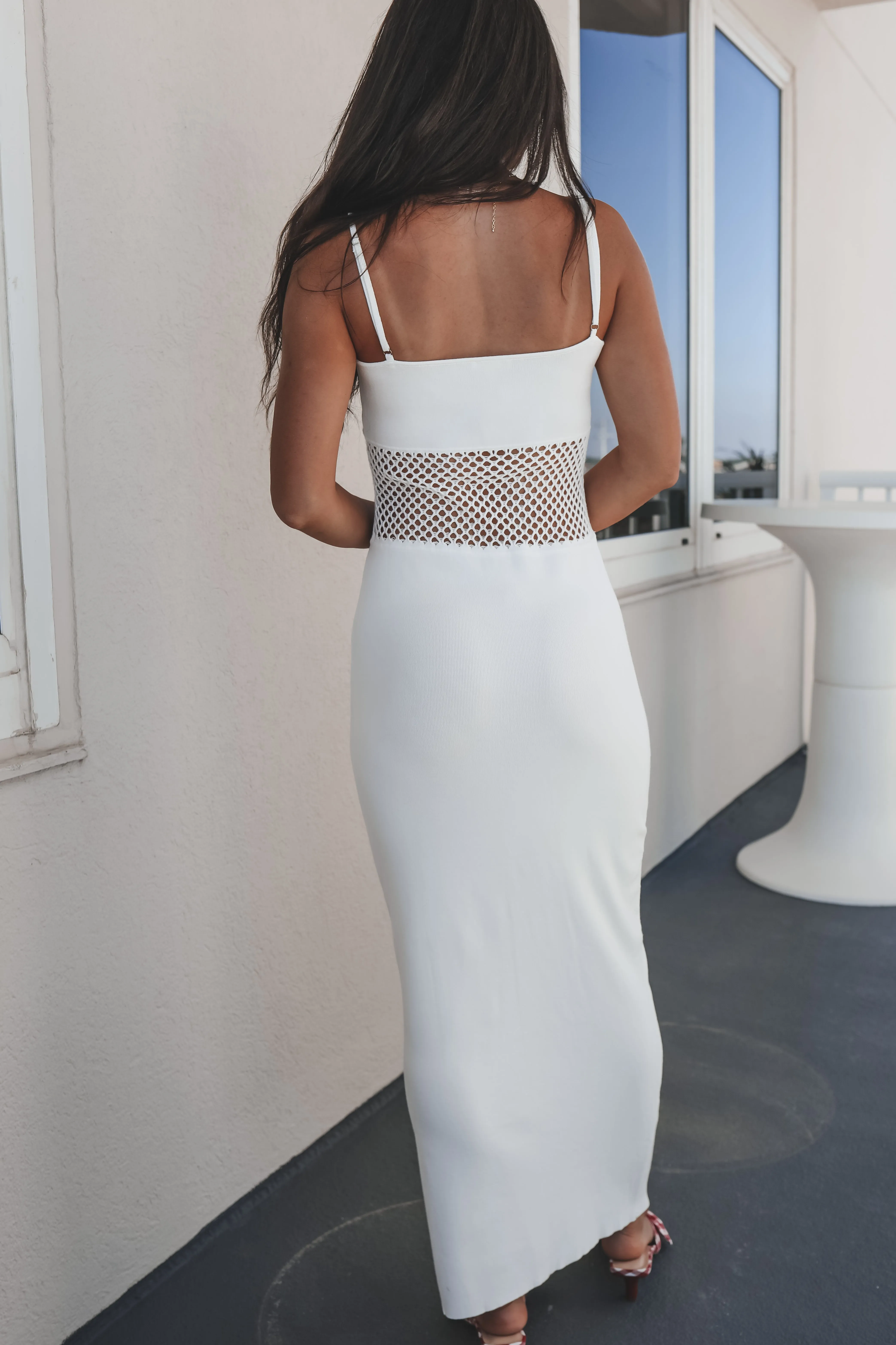 Seashell City White Knit Cutout Maxi Dress sold by Amazing Lace product image thumbnail 3