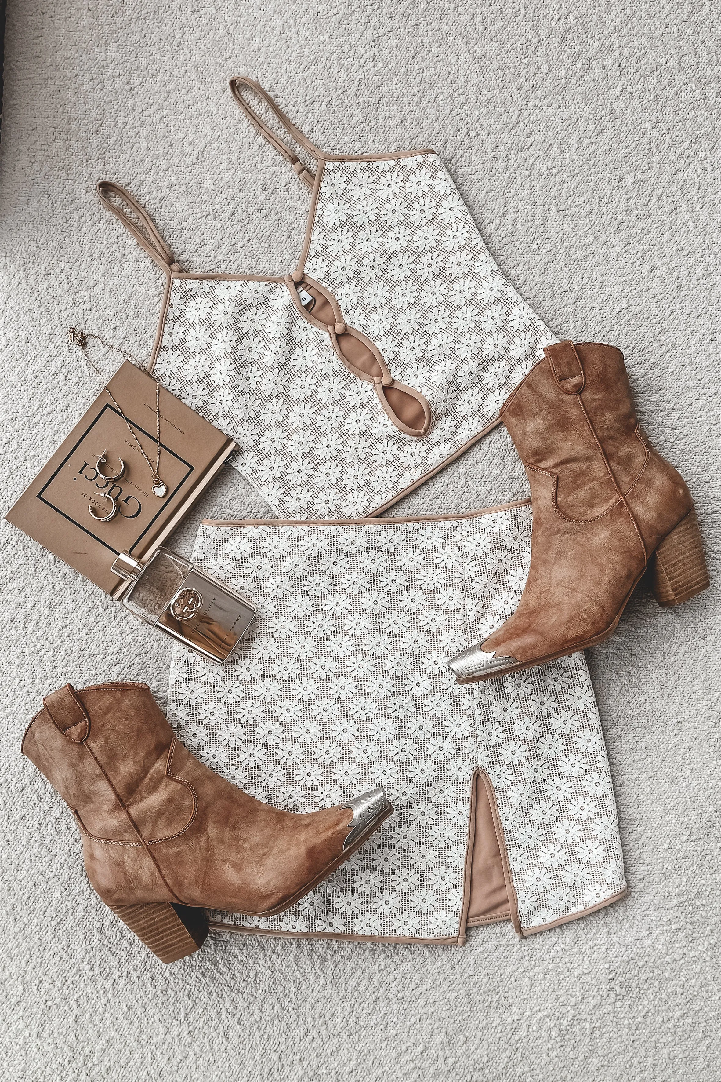 DEAL Always Wishing For Florals White Cutout Crop And Lace Skirt Set sold by Amazing Lace product image thumbnail 4