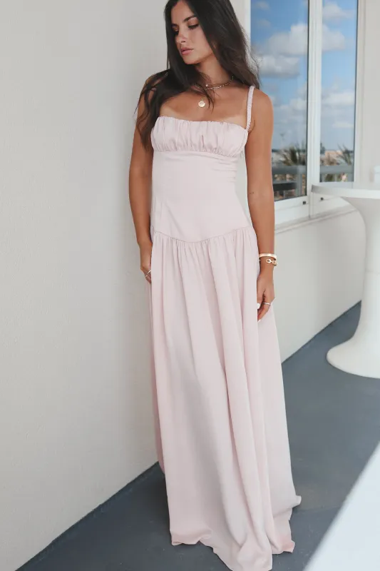 A Blushing Babe Blush Maxi Dress made by Amazing Lace