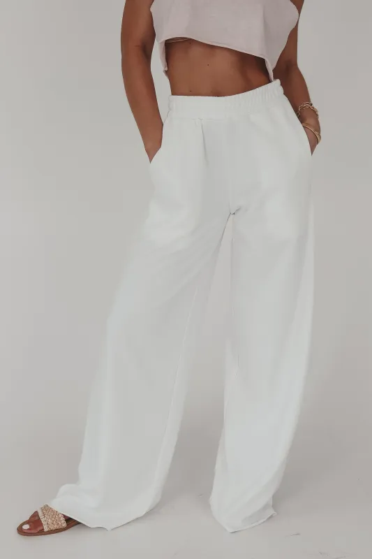 Wish I Was At The Beach White Wide Leg Joggers sold by Amazing Lace