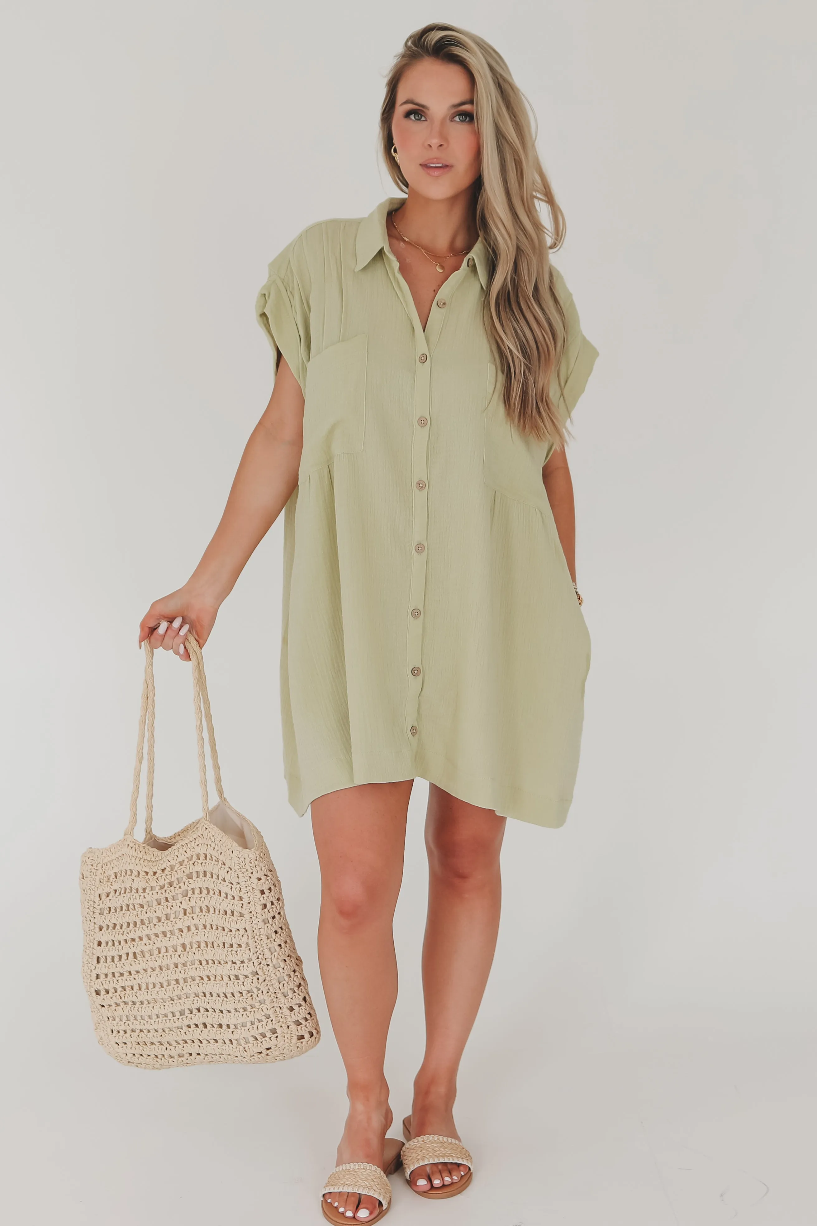 DEAL My Main Squeeze Button Up Linen Shirt Dress sold by Amazing Lace product image thumbnail 4