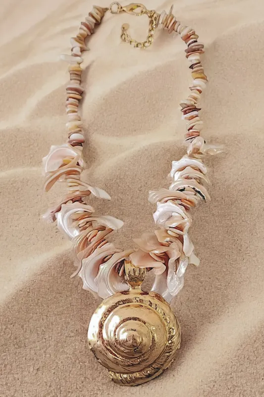 Queen Mermaid Seashell Boho Statement Necklace sold by Amazing Lace