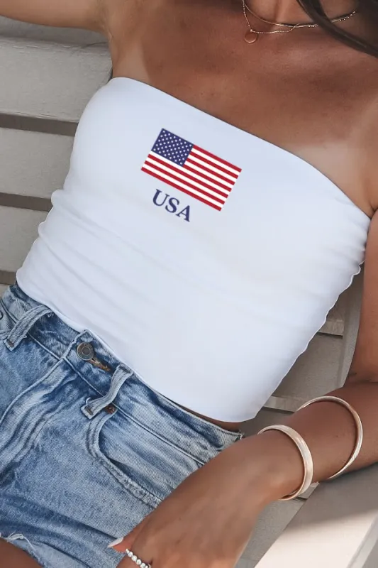 USA Patriotic American Flag Strapless Tube Top sold by Amazing Lace