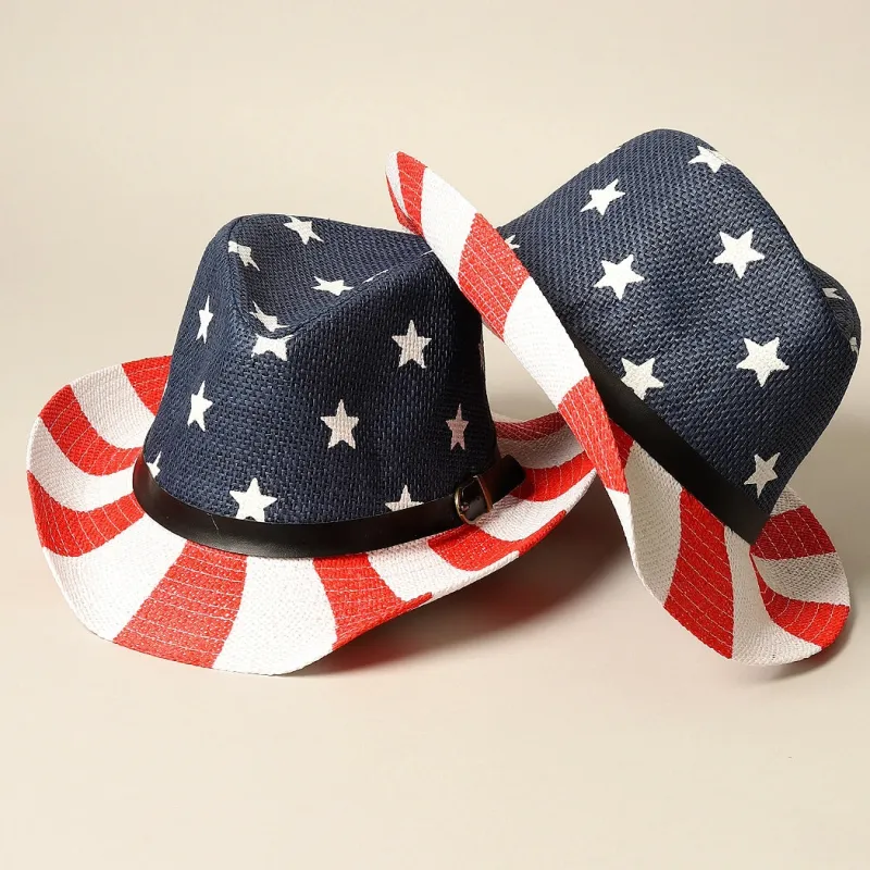 American Flag Straw Cowboy Hat sold by Amazing Lace
