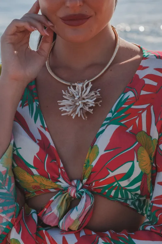 A Bouquet Of Beach Coral Flower Statement Necklace sold by Amazing Lace
