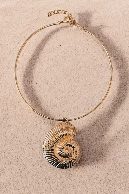 Saw You On The Coast Snail Shell Golden Beach Choker Necklace sold by Amazing Lace
