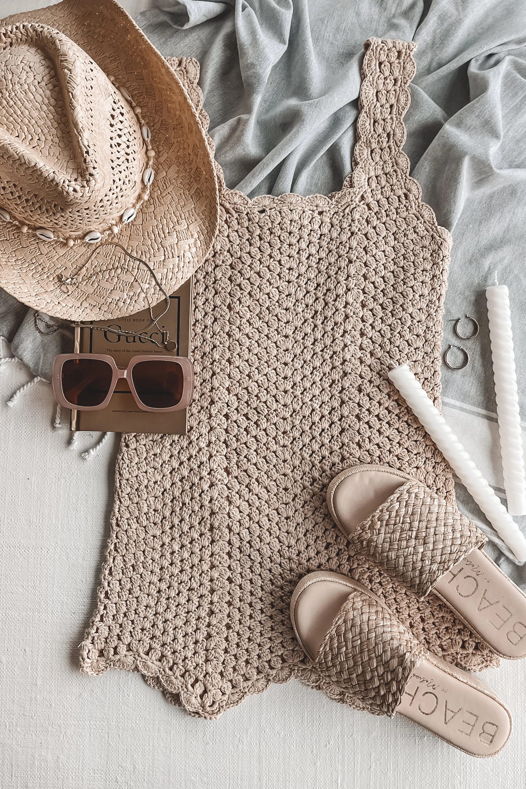 On My Time Tan Crochet Summer Beach Mini Dress sold by Amazing Lace product image thumbnail 5