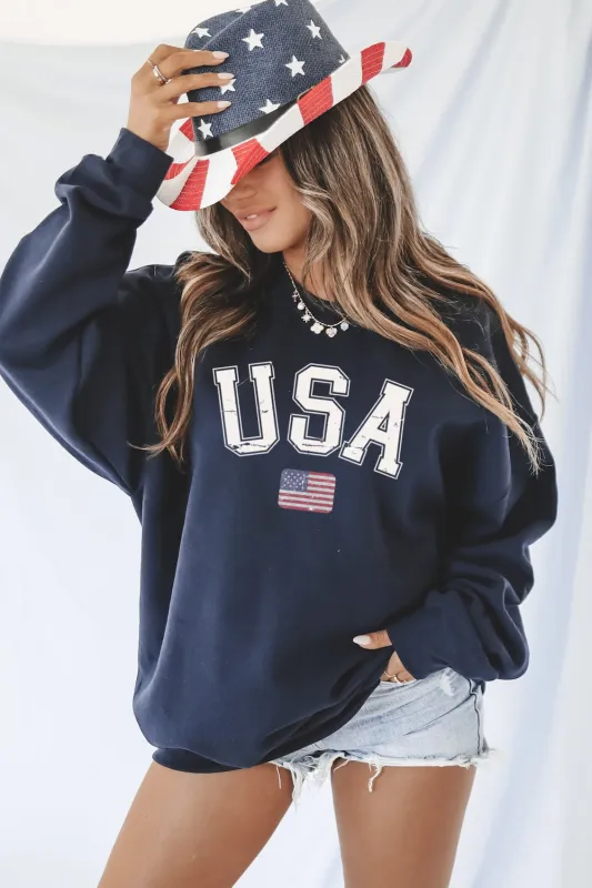 USA Sweatshirt Distressed Show Your USA Pride Unisex Graphic Crew-Neck Sweatshirt sold by Amazing Lace