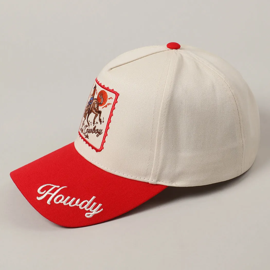 Howdy Cowboy Embroidered Red Trucker Hat sold by Amazing Lace product image thumbnail 3