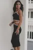 Bout To Catch A Flight Black Midi Skirt Set sold by Amazing Lace