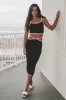 Bout To Catch A Flight Black Midi Skirt Set sold by Amazing Lace