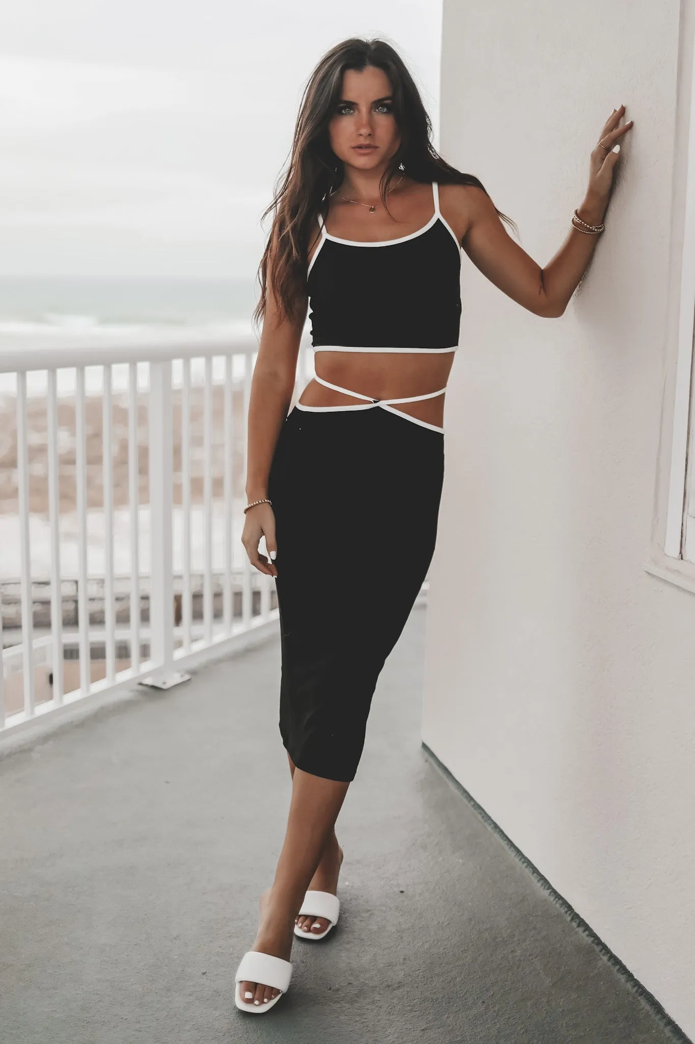 DEAL Bout To Catch A Flight Black Midi Skirt Set sold by Amazing Lace