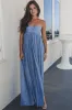 The Vibe Is Mermaid Blue Shimmer Strapless Maxi Dress sold by Amazing Lace