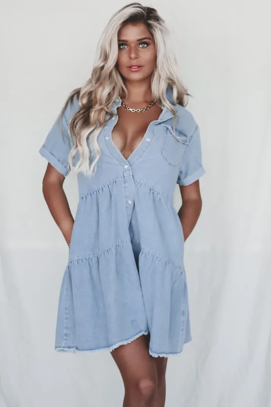 My Baby Baby Denim Button Up Dress sold by Amazing Lace
