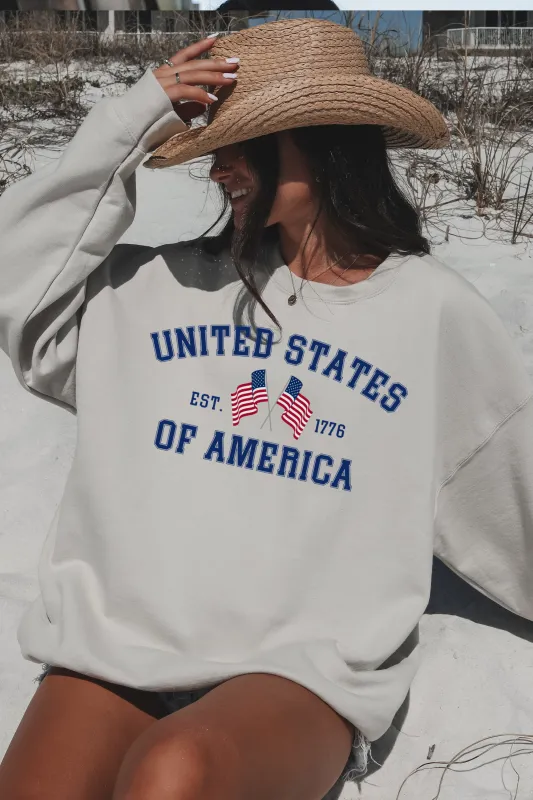 United States Of America Patriotic Flag Crewneck Sweathshirt sold by Amazing Lace