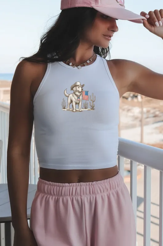 American Pride Dog USA Flag Graphic High Neck Tank Top made by Amazing Lace