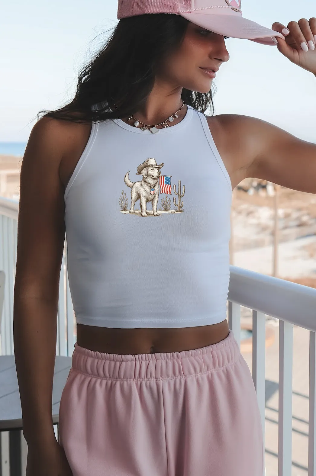 American Pride Dog USA Flag Graphic High Neck Tank Top sold by Amazing Lace