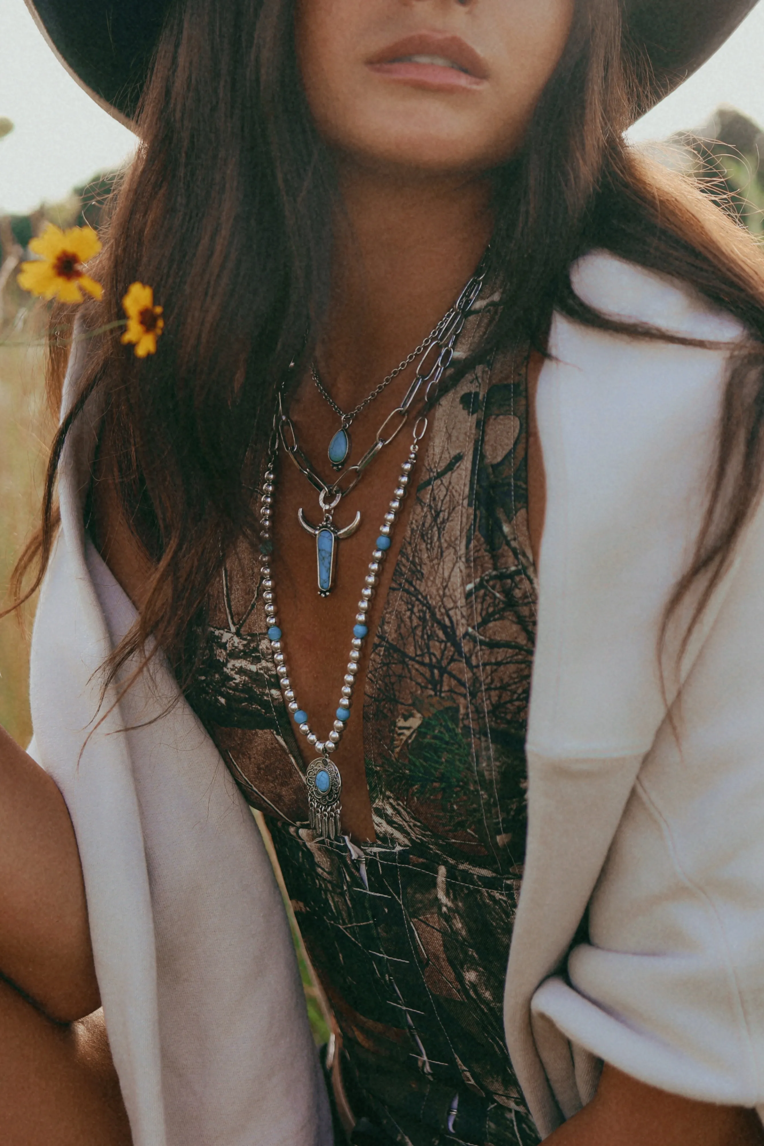 Out West Silver And Turquoise Layered Necklace sold by Amazing Lace