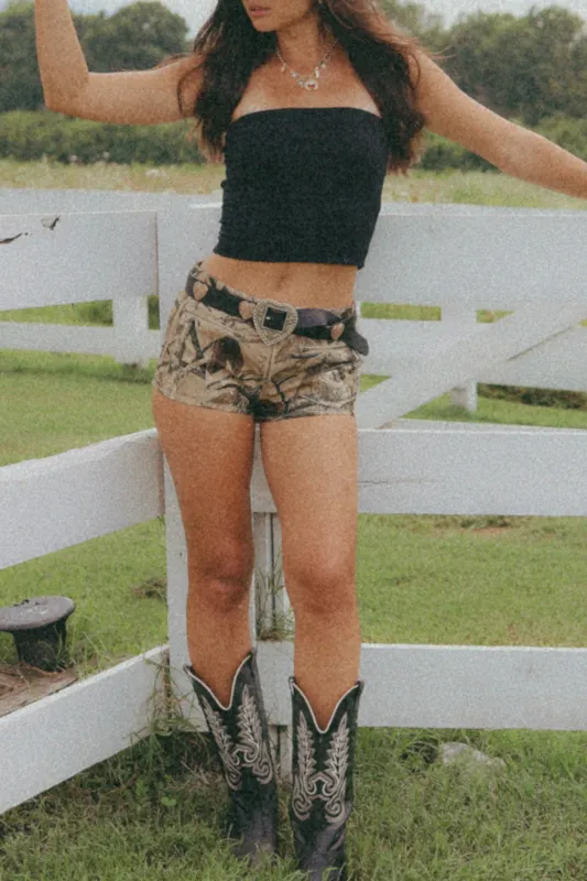 Not Made To Blend In Camo Micro Shorts sold by Amazing Lace