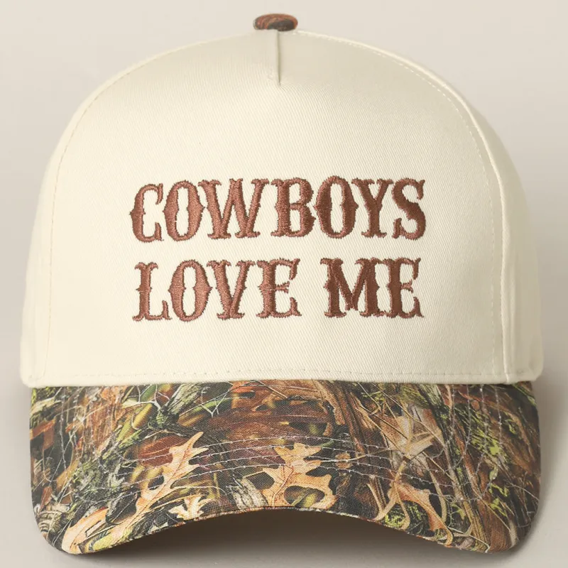 Cowboys Love Me Embroidered Camo Two Tone Trucker Hat sold by Amazing Lace
