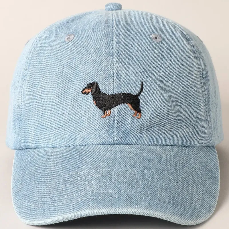 Dachshund Dog Embroidered Denim Baseball Cap sold by Amazing Lace