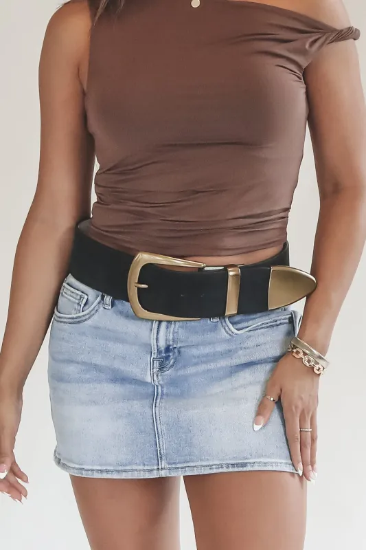 Makes the Whole Outfit Genuine Suede Leather Black Belt sold by Amazing Lace