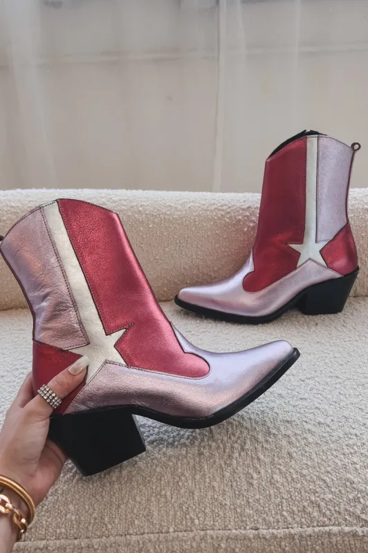 DEAL Feels Like A Dream Leather Metallic Boots sold by Amazing Lace