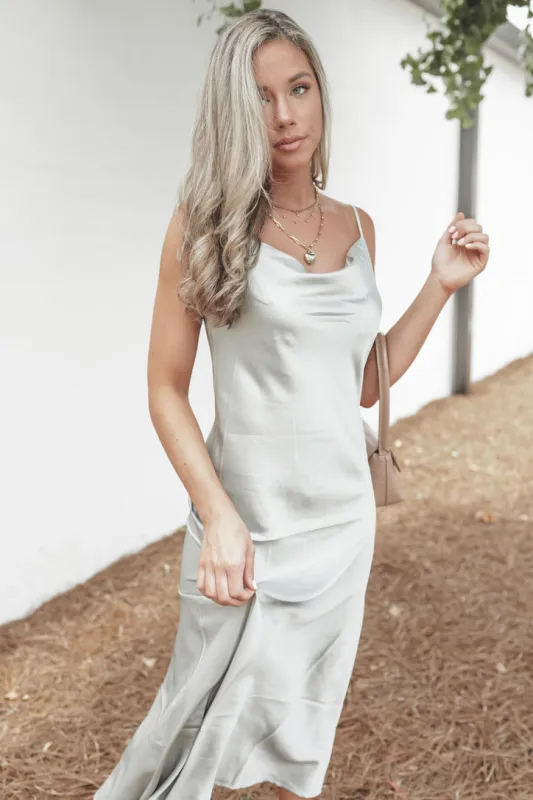 DEAL The City That Never Sleeps Satin Pistachio Dress sold by Amazing Lace