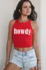 🎁 Howdy High Neck Western Graphic Cropped Fitted Tank (50% off) sold by Amazing Lace