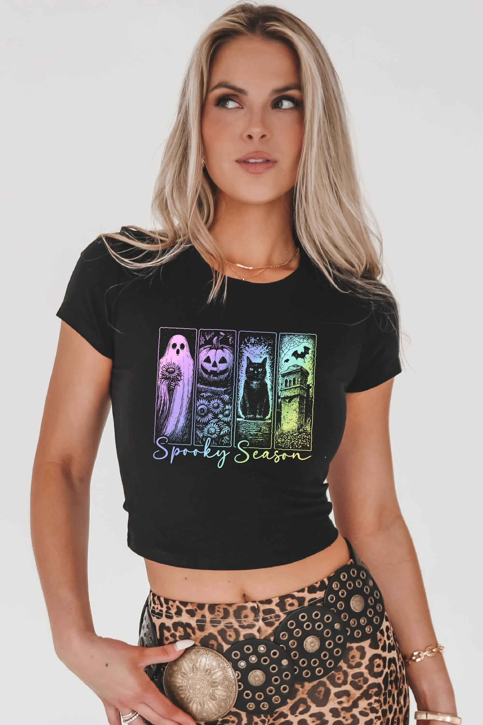 Spooky Season Black And Neon Halloween Graphic Top sold by Amazing Lace