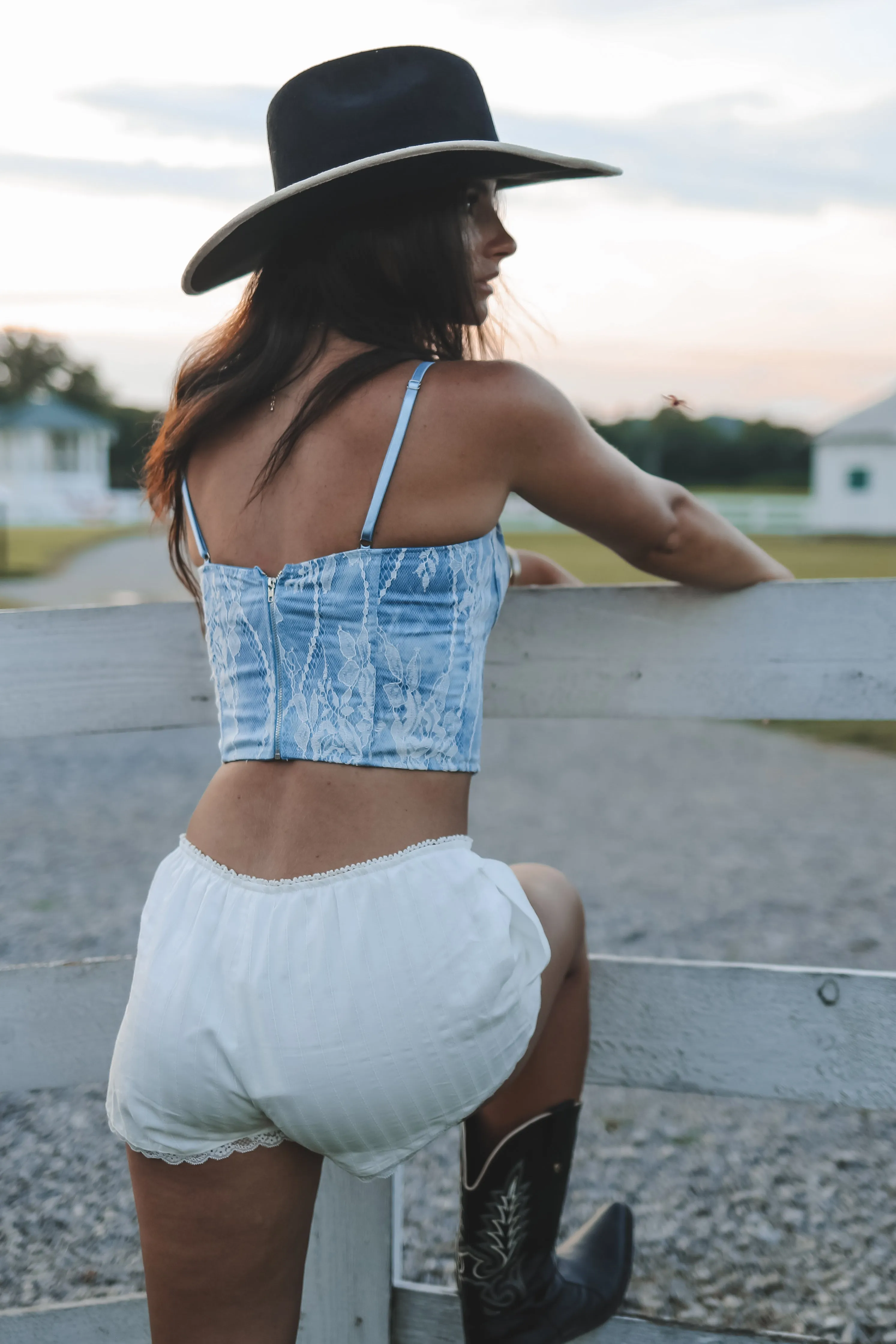 Denim With A Touch Of Lace Corset Top sold by Amazing Lace product image thumbnail 3