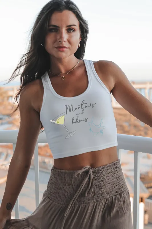 DEAL Martinis And Bikinis Fitted Cropped Tank Top sold by Amazing Lace