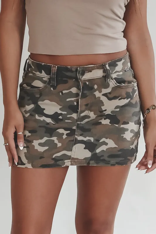 Camo Is The New Cool Denim Camo Mini Skirt sold by Amazing Lace