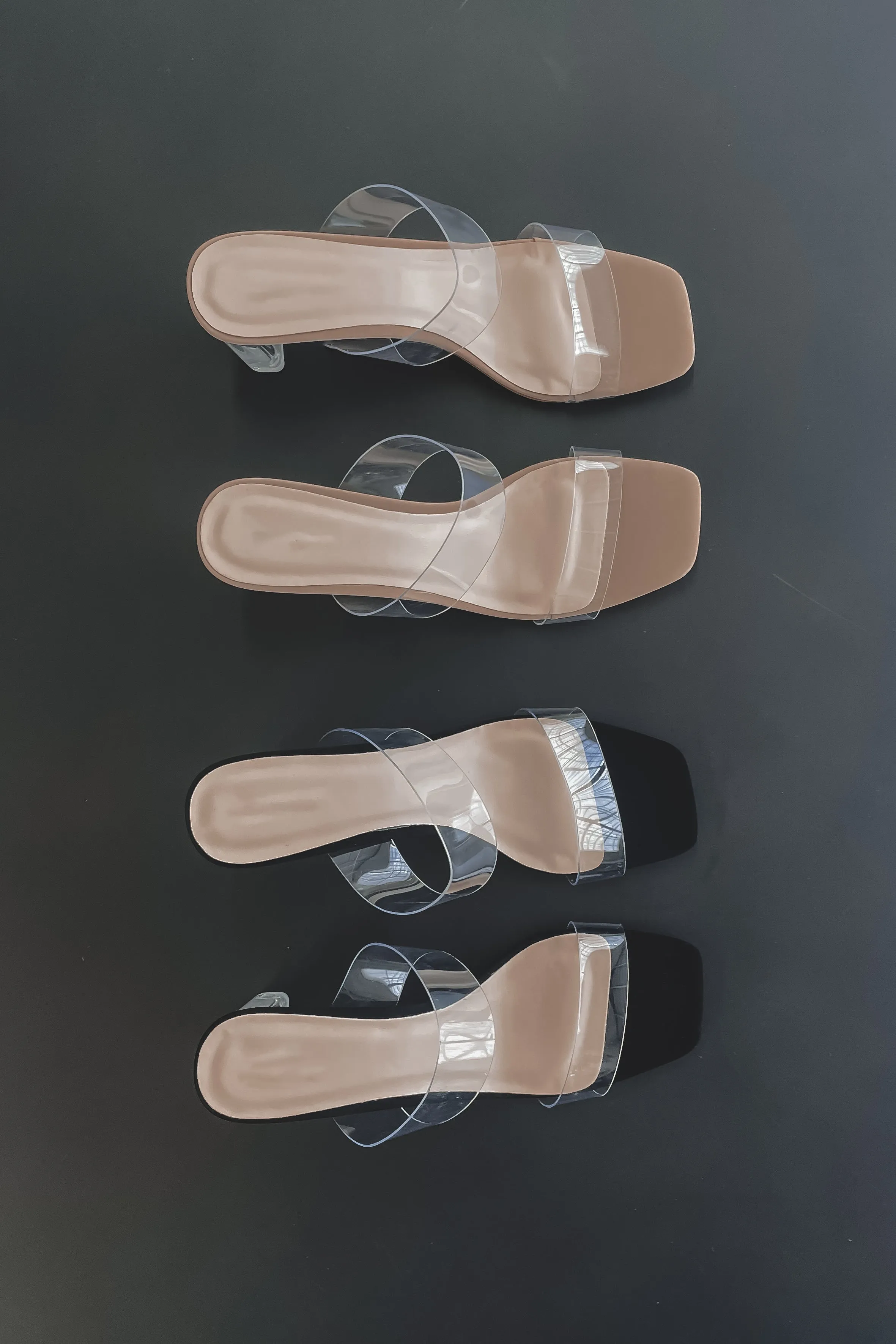 SZ 6 DEAL NO BOX Goes With Everything Clear Strap Slip On Heels sold by Amazing Lace product image thumbnail 3