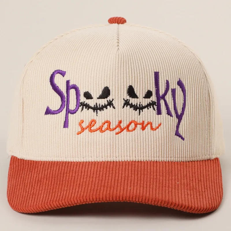 DEAL Spooky Season Embroidered Corduroy Baseball Cap sold by Amazing Lace