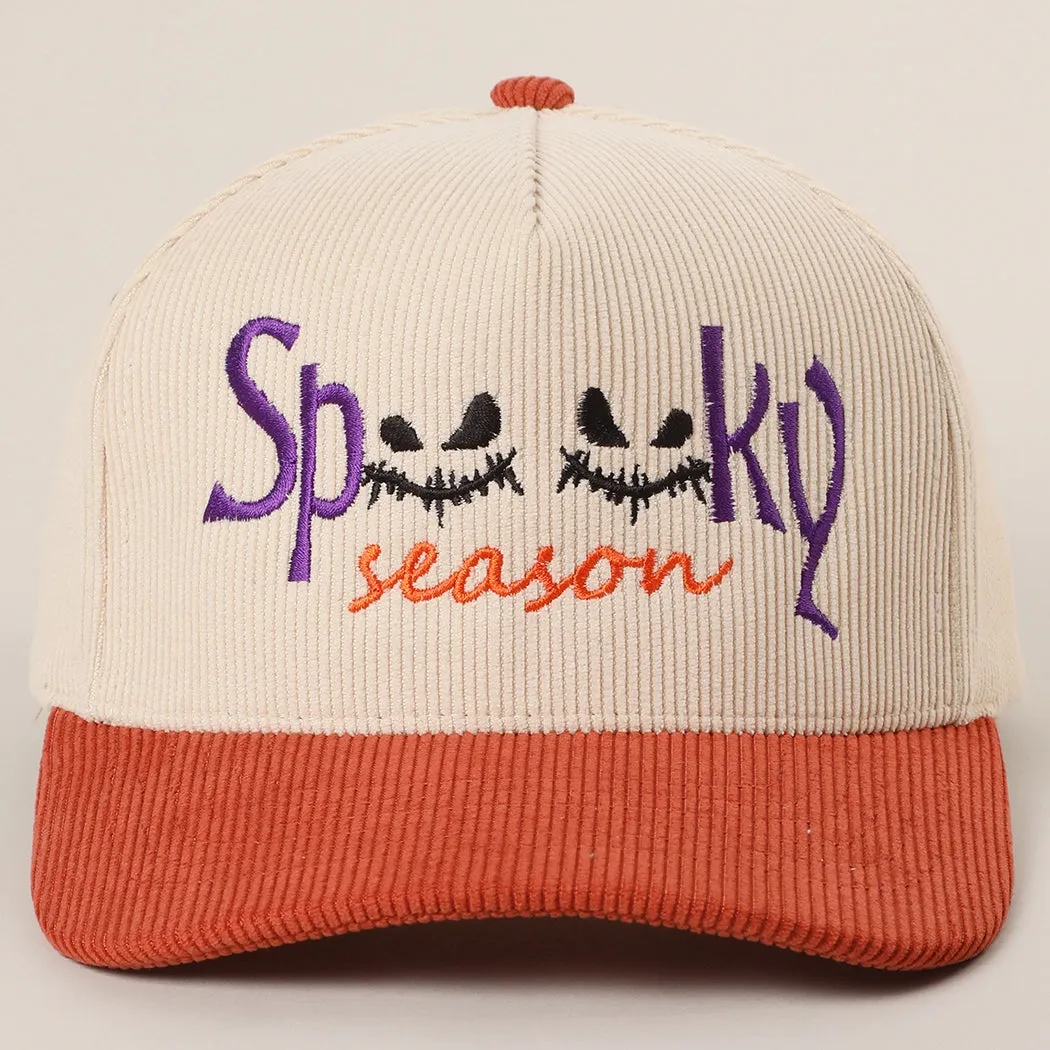 DEAL Spooky Season Embroidered Corduroy Baseball Cap sold by Amazing Lace
