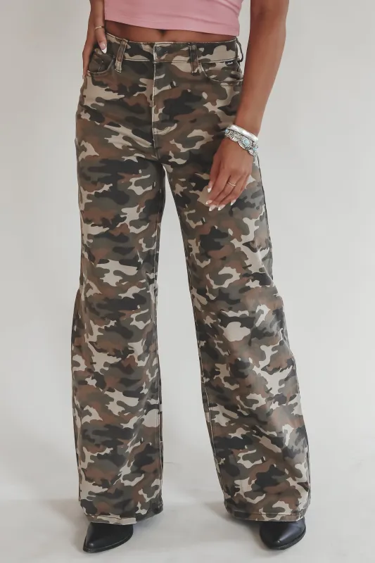 Talk Camo To Me Denim Wide Leg Camo Pants sold by Amazing Lace