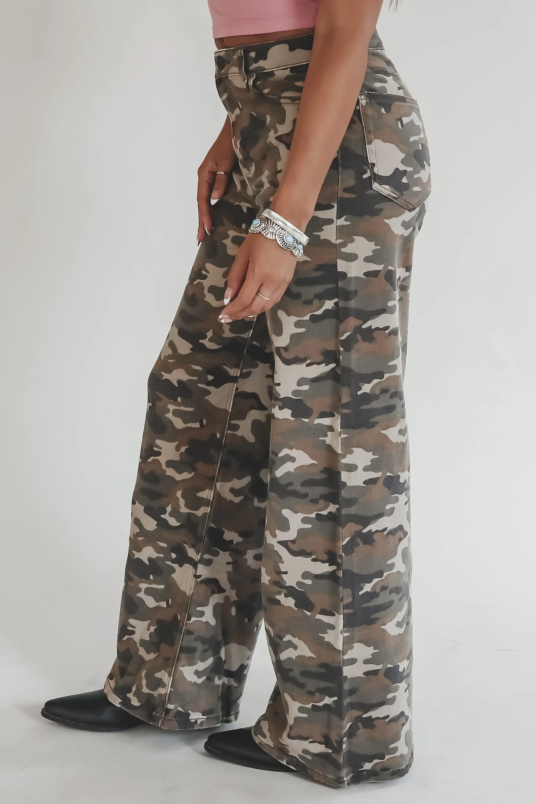 🎁 BLACK FRIDAY DEAL Talk Camo To Me Denim Wide Leg Camo Pants sold by Amazing Lace product image thumbnail 3
