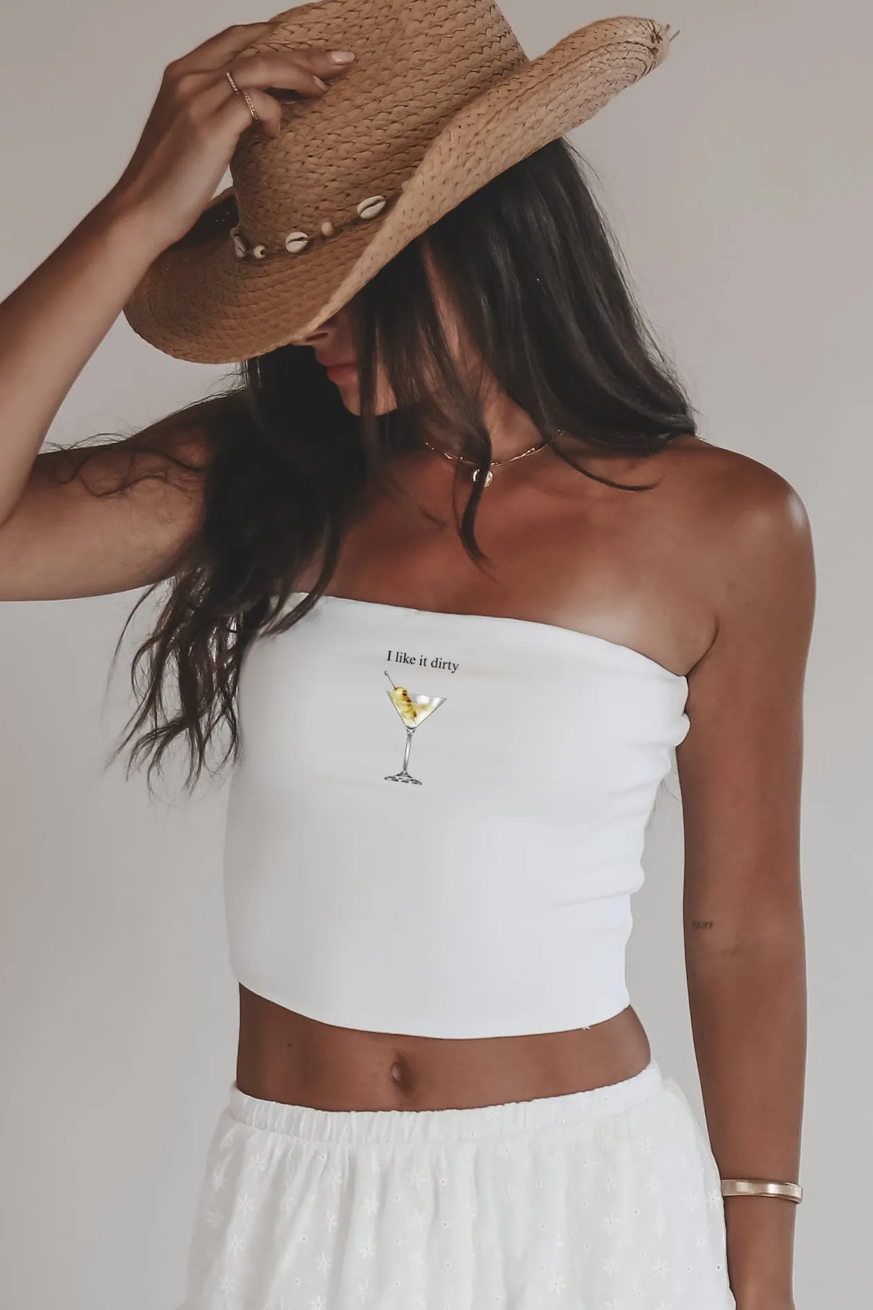 I Like It Dirty Martini Glass Crop Tank Top sold by Amazing Lace