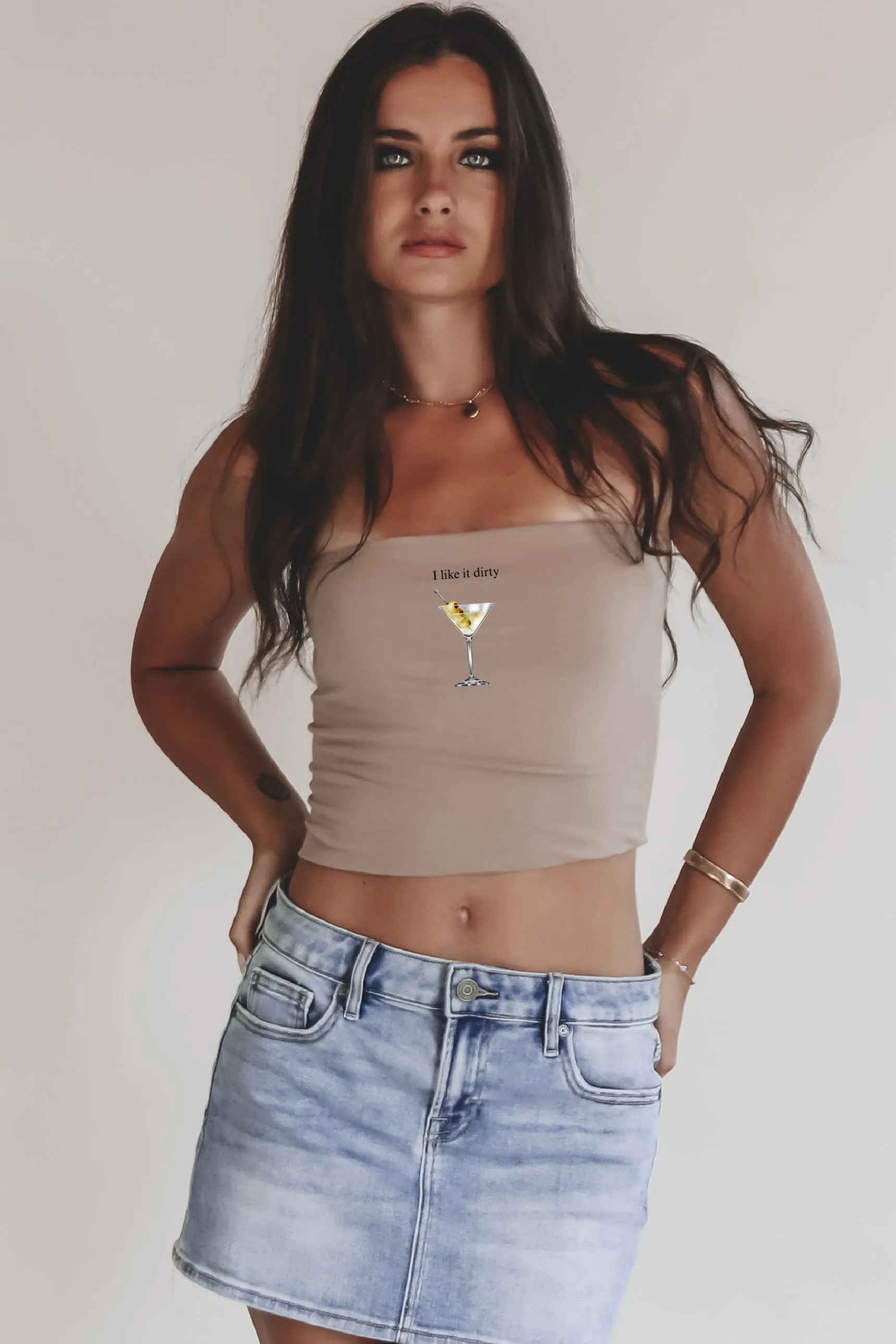 I Like It Dirty Martini Glass Crop Tank Top sold by Amazing Lace product image thumbnail 3