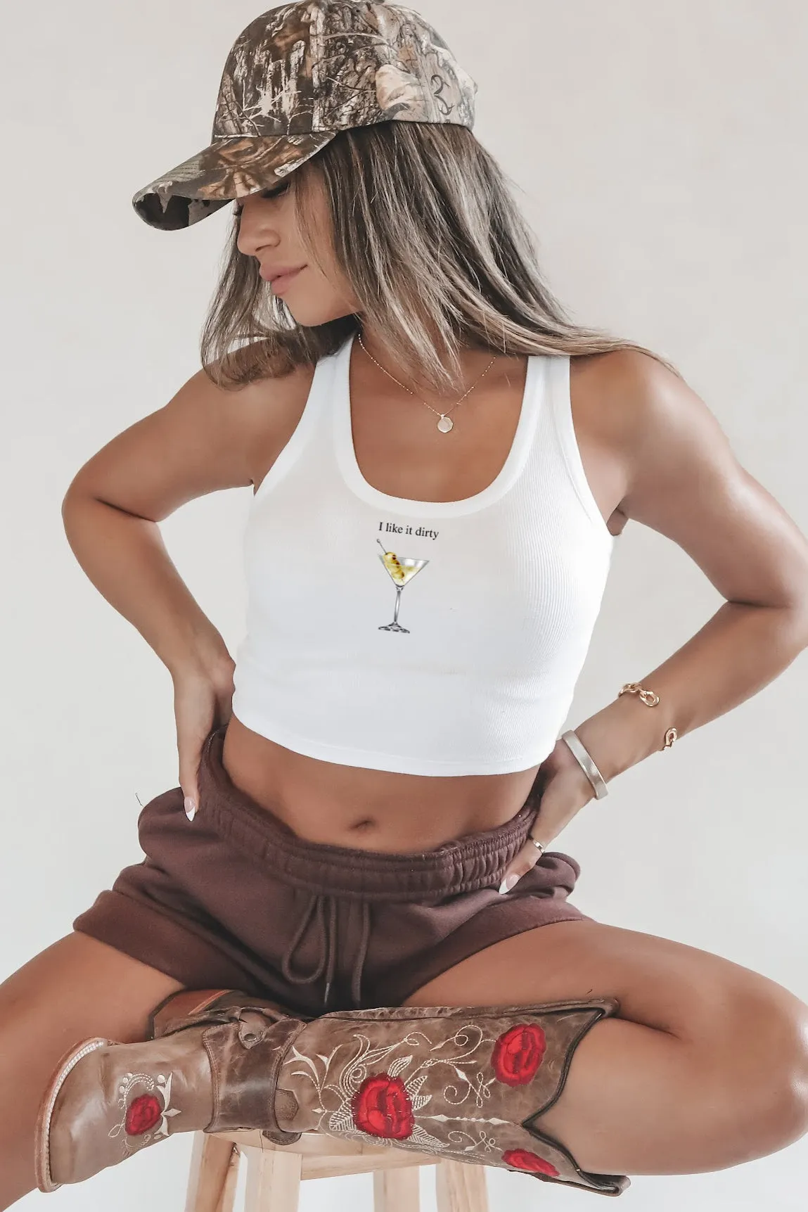 I Like It Dirty Martini Glass Crop Tank Top sold by Amazing Lace product image thumbnail 5